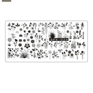 Placa de Stamping Rectangular Spv-024 Flores y Ramas