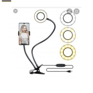 Lampara, de Iluminacion Aro de Luz con Soporte para Telf Movil de Mesa