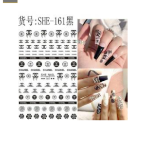 Sticker de GEL 3D para Uñas Letras Chanel Negras