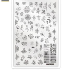 Placa de Stamping Rectangular 2Joyplus-050 Flores y Lineas