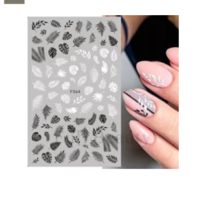 Sticker de GEL Figuras Hojas Negras y Blancas F564