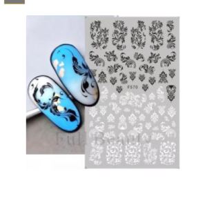 Sticker de GEL Figuras Hojas Negras y Blancas F570