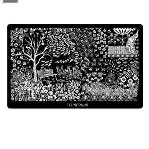 Placa de Stamping Rectangular Flowers-16